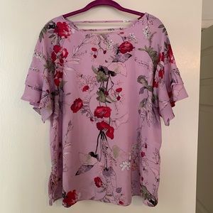 Pink floral blouse